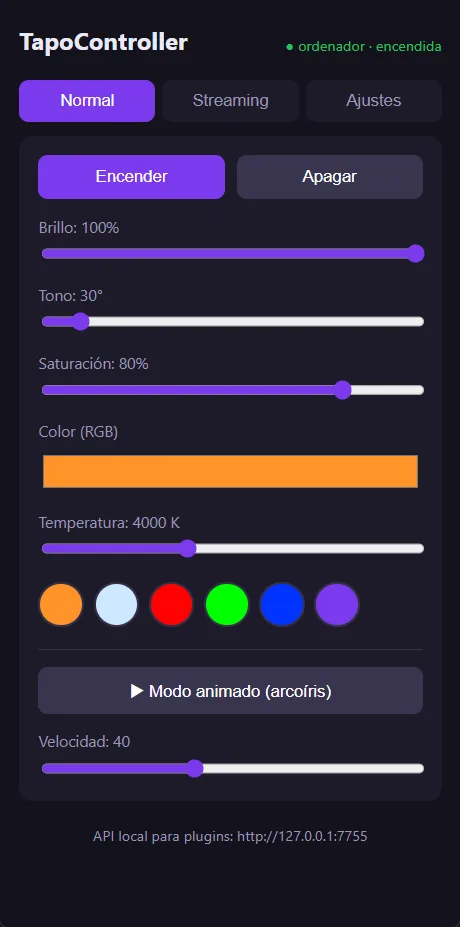 TapoController: control 100% local de una bombilla Tapo (protocolo KLAP)